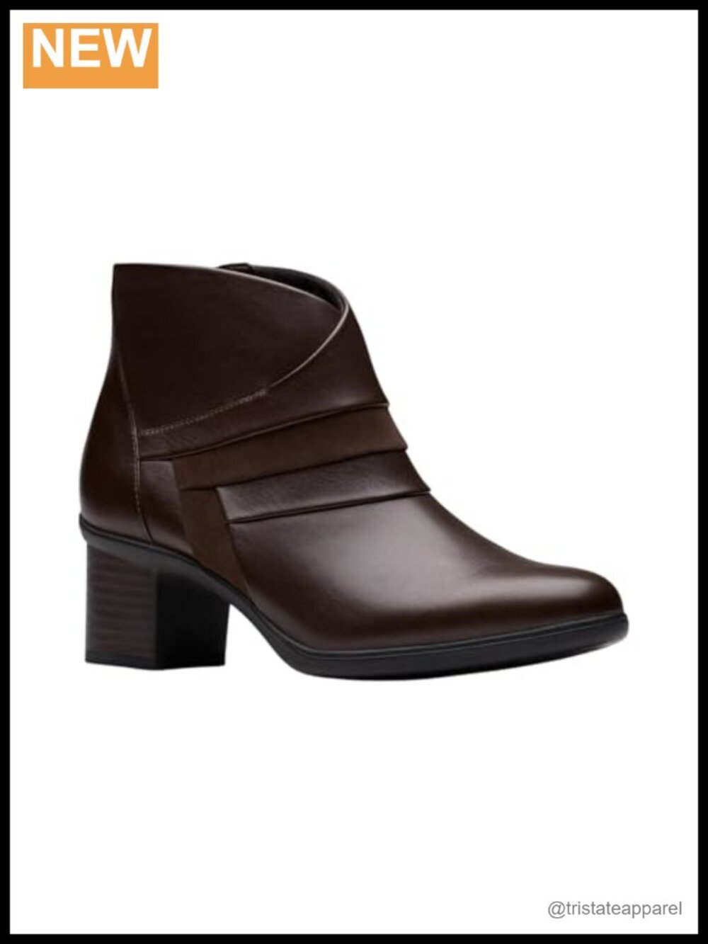 Women's Leather Ankle Dress Boots Mid Heel Zip Closure